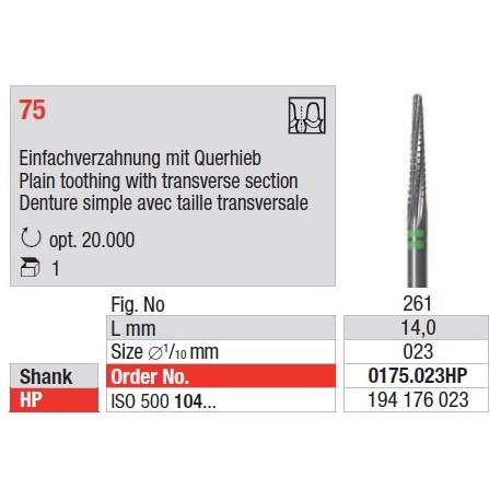 Freze TC Cutter Plain cut with cross-cut 175  023HP