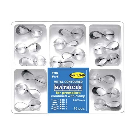 Kit 16 matrici metal conturate cu clema premolar 3.5mm TorVM