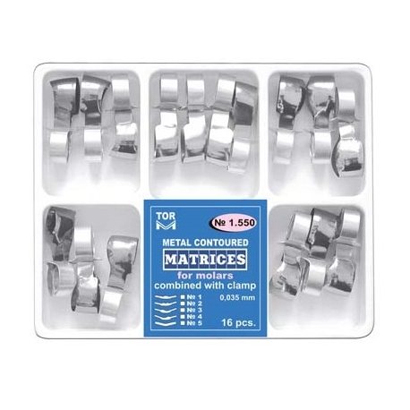 Kit 16 matrici metal conturate cu clema molar 3.5mm TorVM