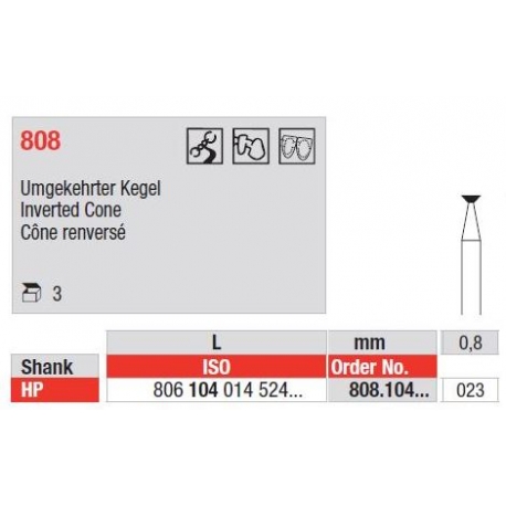 Freze Diamond HP cu Cap Con Inversat 808 - 3 buc. 