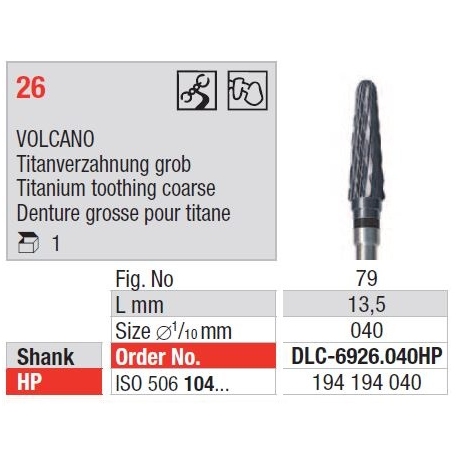 Freze TC Cutter VOLCANO Titanium Cut Coarse 26