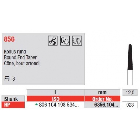 Freze Diamant Con cu Cap Rotunjit HP 856 - 3 buc. 