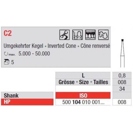 Freze TC Bur - inverted cone HP  C2.1 4 008