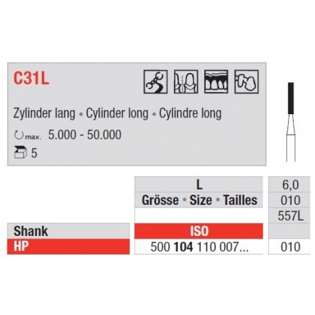 Freze TC Bur - cylinder HP  C31L  104 010