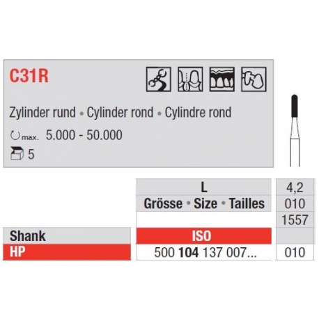 Freze TC Bur - cylinder round HP  C31R  104 010