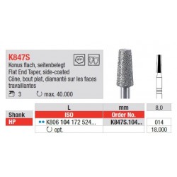 Freze K-Diamond cu cap Con Plat, side-coated HP K847S - 3 buc. 