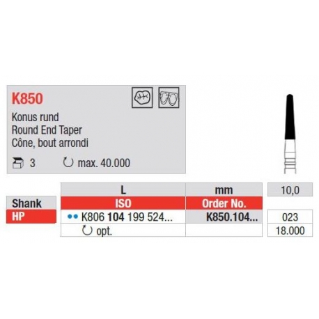 Freze K-Diamant Con cu cap Rotunjit HP K850 - 3 buc.