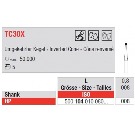 Freze TC Finishing instruments Inverted cone TC30 X 104 008