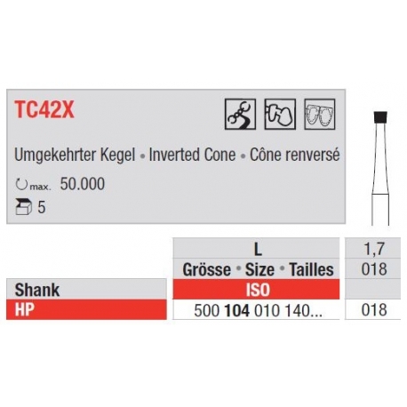 Freze TC Finishing instruments Inverted cone TC42 X 104 018