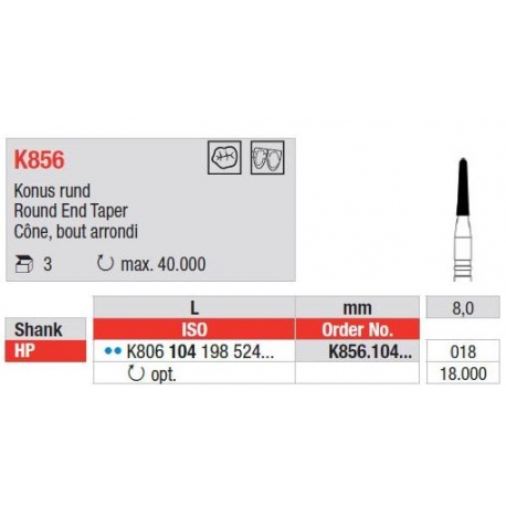Freze K-Diamant Con cu cap Rotunjit HP K856 - 3 buc. 