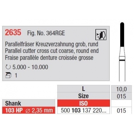 Freze Parallel cutter cross cut Round end - HP short 2635  103 010