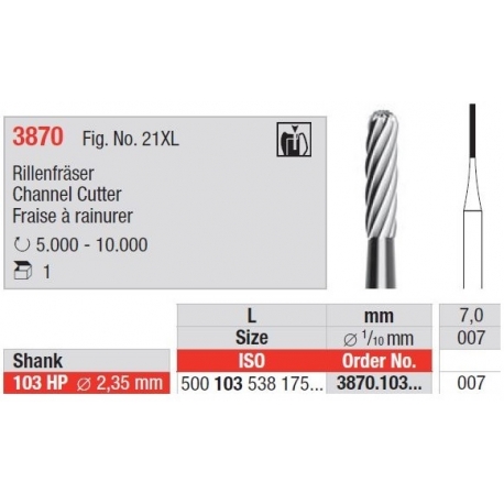 Freze Grooving cutter - HP short  3870  103 007