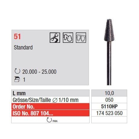 Freza Standard Diamante Sinterizate HP 51 - 1 buc