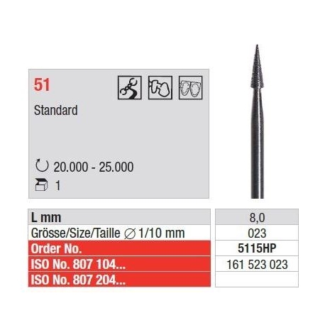 Freza Standard Diamante Sinterizate HP 51 - 1 buc. 
