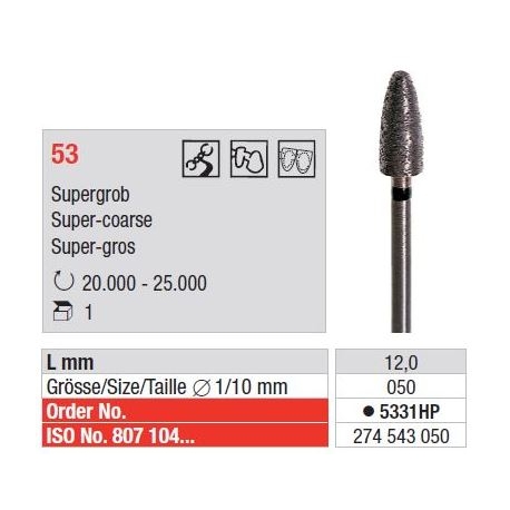 Freza Super-Aspra Diamante Sinterizate HP 53 - 1 buc.