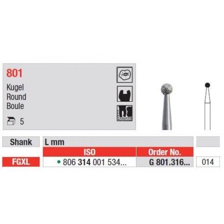 Freze Diamant Cap Rotund FGXL G801 - 5 buc. 