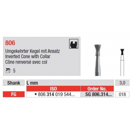 Freze Diamant Con Inversat cu Guler FG 806 - 5 buc. 