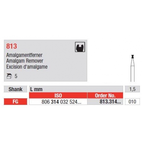 Freze Diamant pentru indepartarea amalgamului FG 813 - 5 buc. 