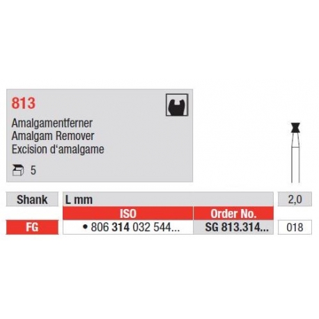 Freze Diamant pentru indepartarea amalgamului FG 813 - 5 buc. 