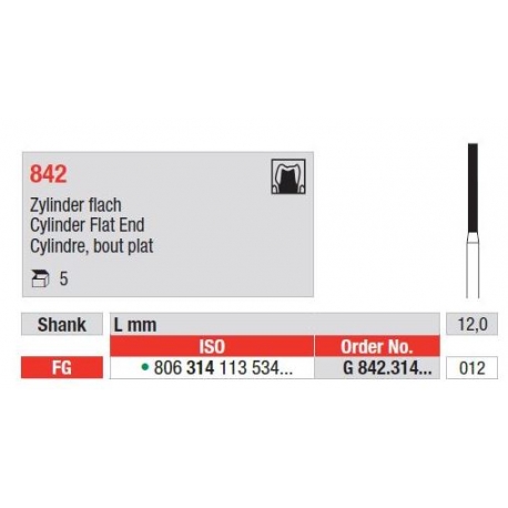 Freze Diamant Cilindru cu Cap Plat FG 842 - 5 buc. 