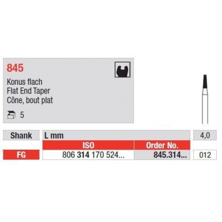 Freze Diamant Con cu Cap Plat FG 845 - 5 buc. 