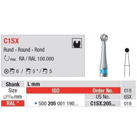 Freze TC Bur - RAL round Cross cut C1SX  205 012
