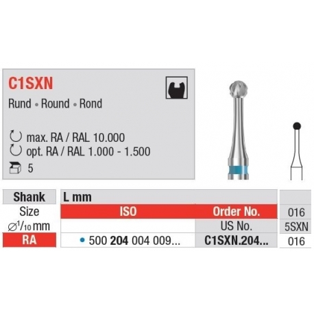 Freze TC Bur - RA round Cross cut C1SX N 204 010