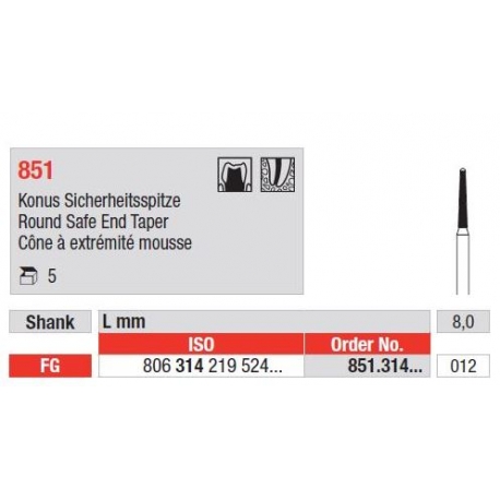 Freze Diamant Con Rotunjit Safe End FG 851 - 5 buc.