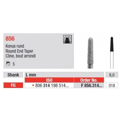 Freze Diamant Con cu Varf Rotunjit FG 856 - 5 buc. 