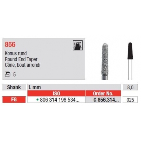 Freze Diamant Con cu Varf Rotunjit FG 856 - 5 buc. 
