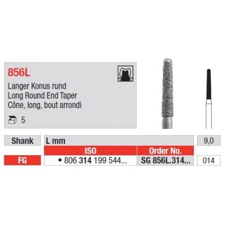 Freze Diamant Con Alungit cu Varf Rotund FG 856L - 5 buc. 
