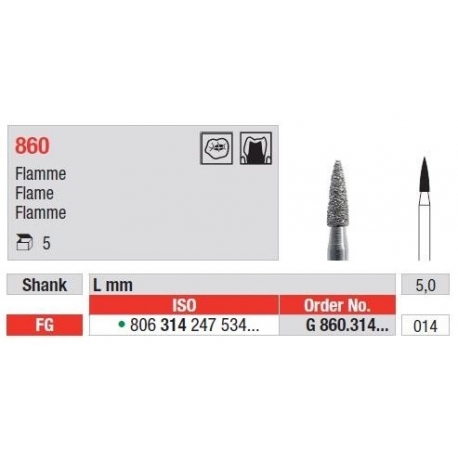 Freze Diamant Cap Flacara FG 860 - 5 buc.