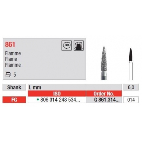 Freze Diamant Cap Flacara FG 861 - 5 buc.