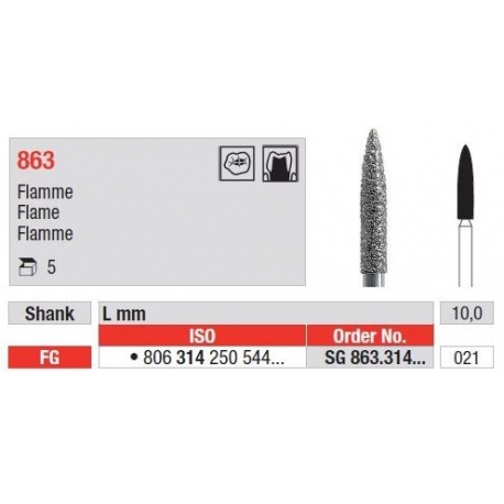 Freze Diamant Cap Flacara FG 863 - 5 buc.