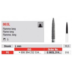 Freze Diamant Cap Flacara Alungita FG 863L - 5 buc. 