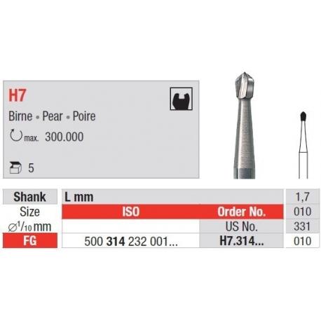 Freze TC Bur FG - pear  H7.3 14 006