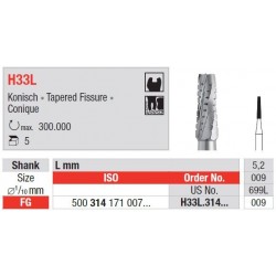 Freze TC Bur FG - tapered fissure  H33L  314 009