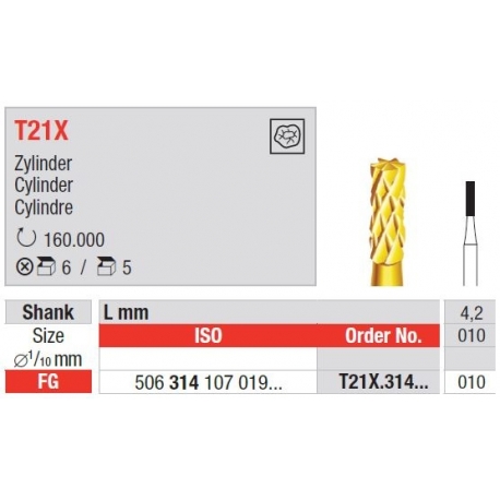 Freze TC Bur FG - cylinder  T21X  314 010