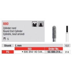 Freze Diamant Cilindru cu Varf Rotunjit FG 880 - 5 buc. 
