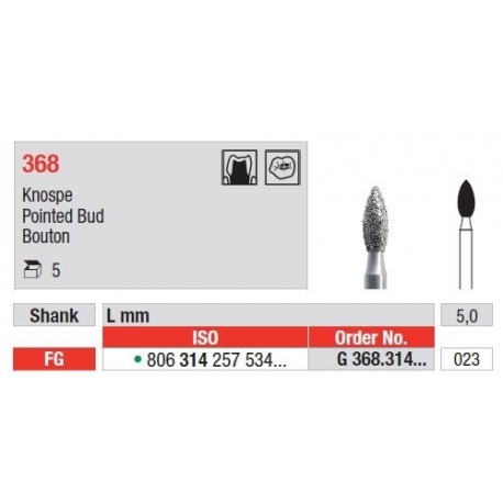 Freze Diamant Pointed Bud FG 368 - 5 buc. 