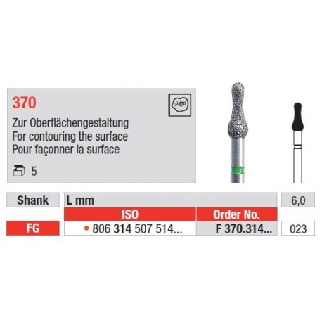 Freze Diamant pentru conturarea suprafetelor FG 370 - 5 buc. 