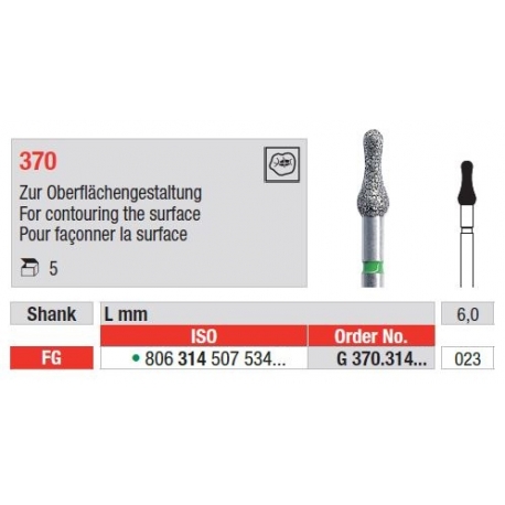 Freze Diamant pentru conturarea suprafetelor FG 370 - 5 buc. 
