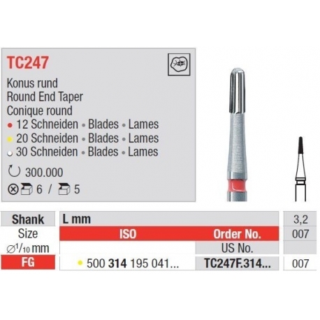 Freze TC Finishing instruments  TC24 7F 314 007