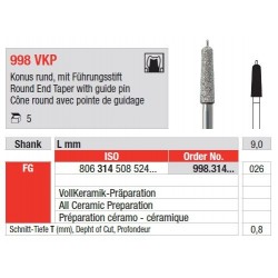Freze Diamant Con cu Varf Rotunjit cu pin de ghidaj FG 998VKP - 5 buc. 