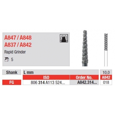 Freze Diamant Grinder Rapid FG A842 - 5 buc. 