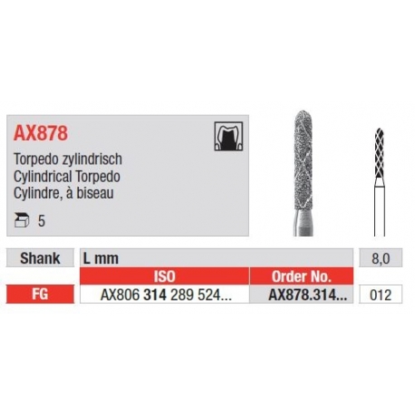 Freze Diamant Grinder Rapid Duo Cylinder Torpedo FG AX878 - 5 buc. 
