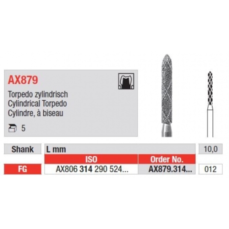 Freze Diamant Grinder Rapid Duo Cylinder Torpedo FG AX879 - 5 buc. 