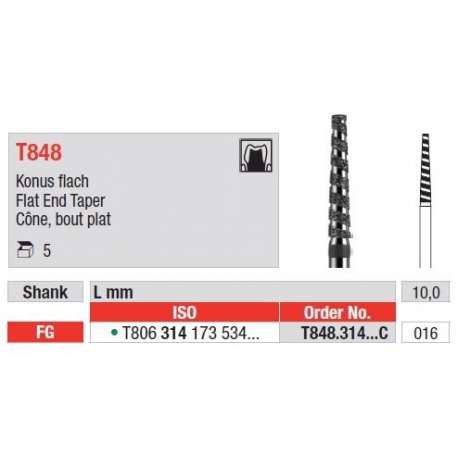Freze Turbo Diamant Con cu Cap Plat FG T848 - 5 buc.