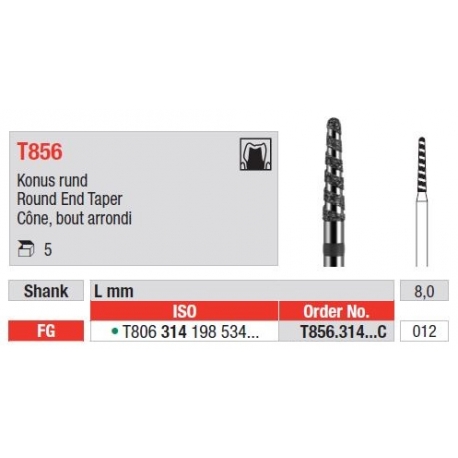 Freze Turbo Diamant Con cu Varf Rotunjit FG T856 - 5 buc.