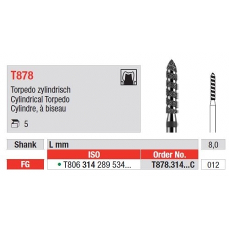 Freze Turbo Diamant Cylindrical Torpedo FG T878 - 5 buc. 